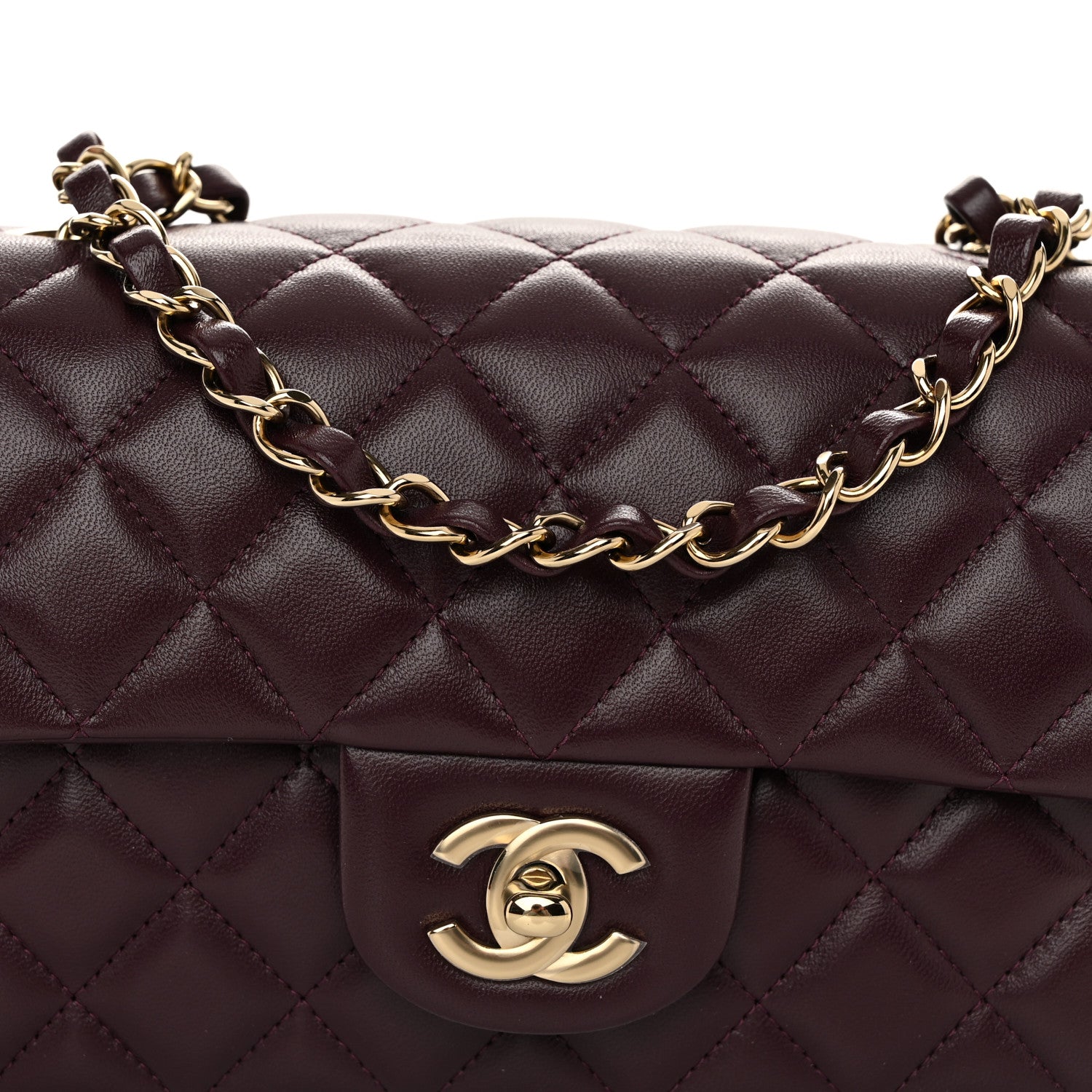 Chanel Lambskin Quilted Mini Rectangular Flap Burgundy 8 of 11