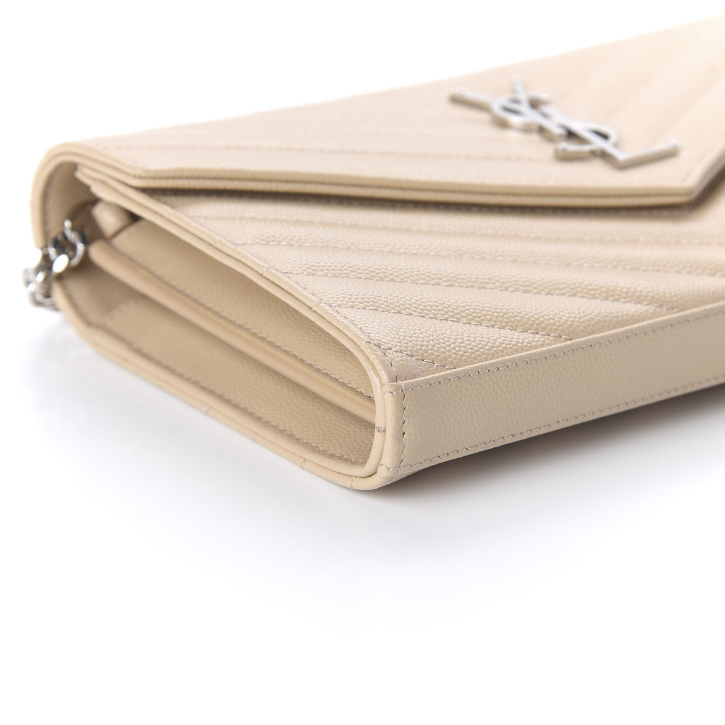 Grain De Poudre Matelasse Chevron Monogram Chain Wallet Nude Powder