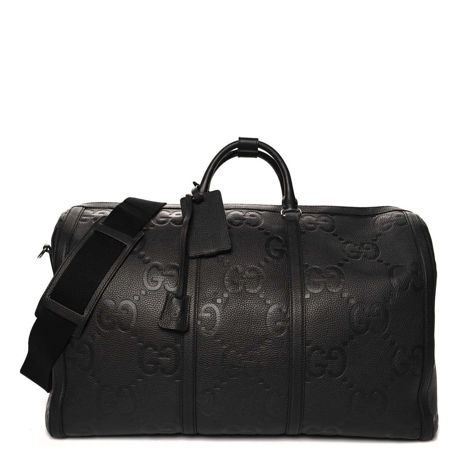 Gucci Piuma Calfskin Jumbo GG Embossed Large Duffle Bag Black 1 of 12