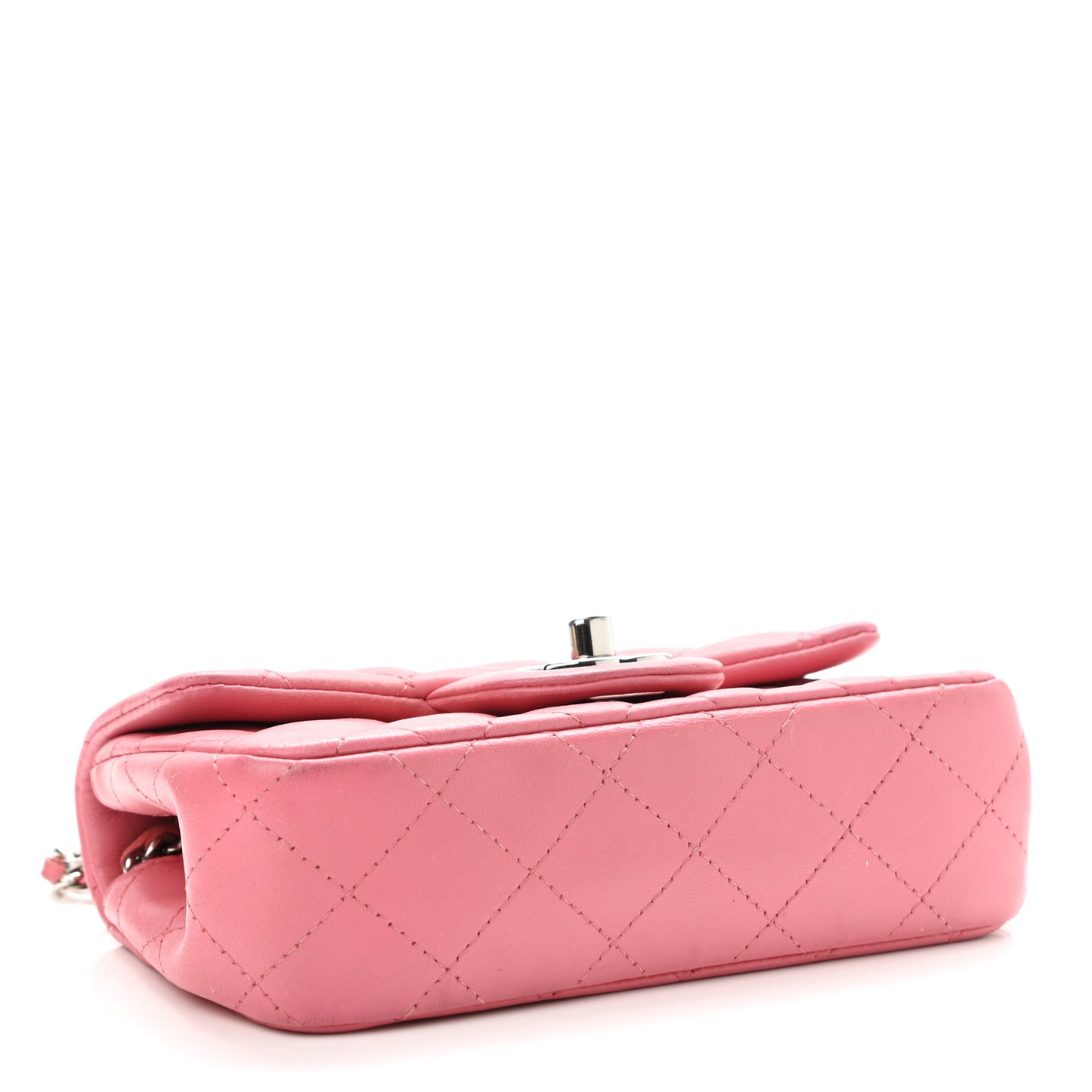 Lambskin Quilted Extra Mini Rectangular Flap Pink
