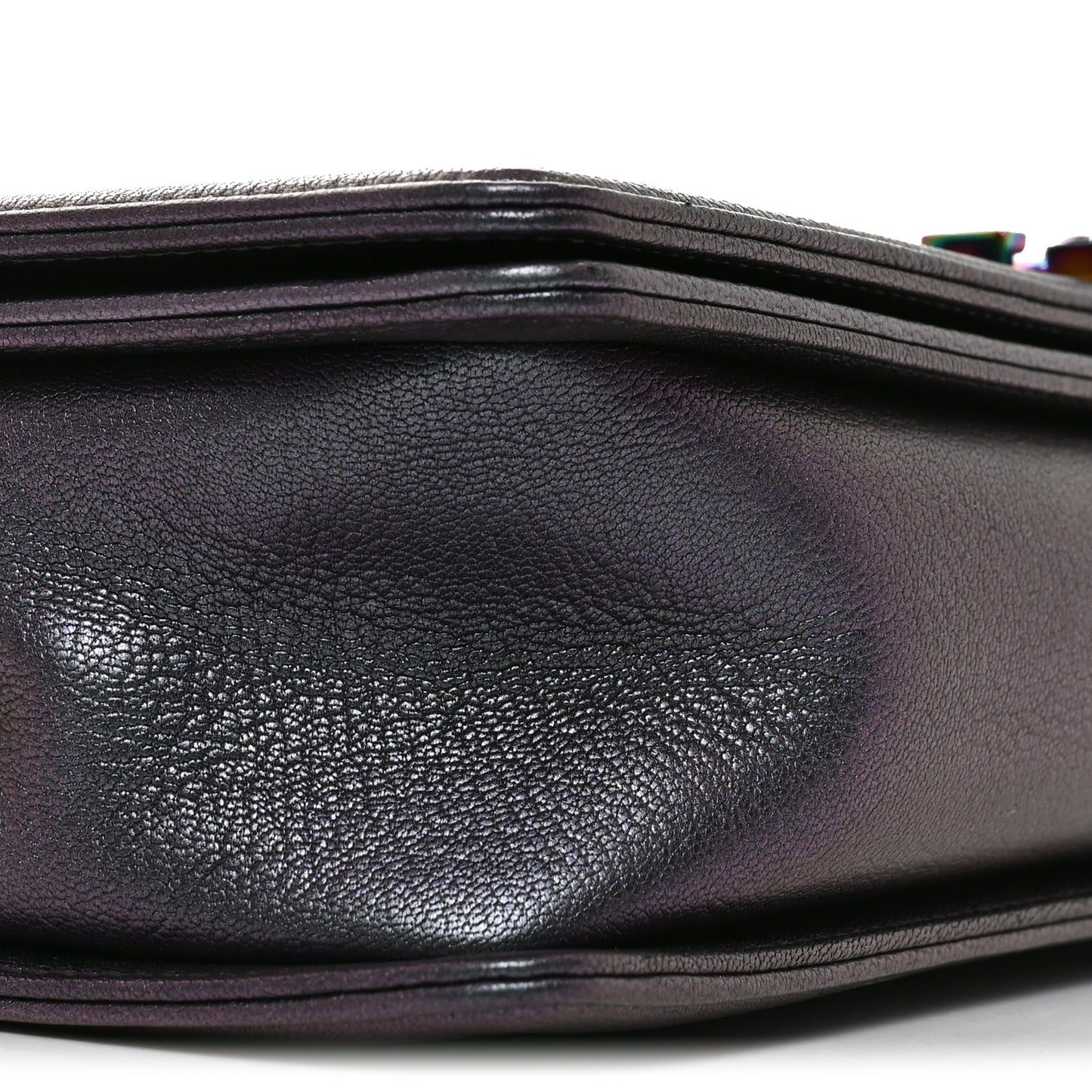 Iridescent Goatskin Quilted New Medium Boy Flap Purple
