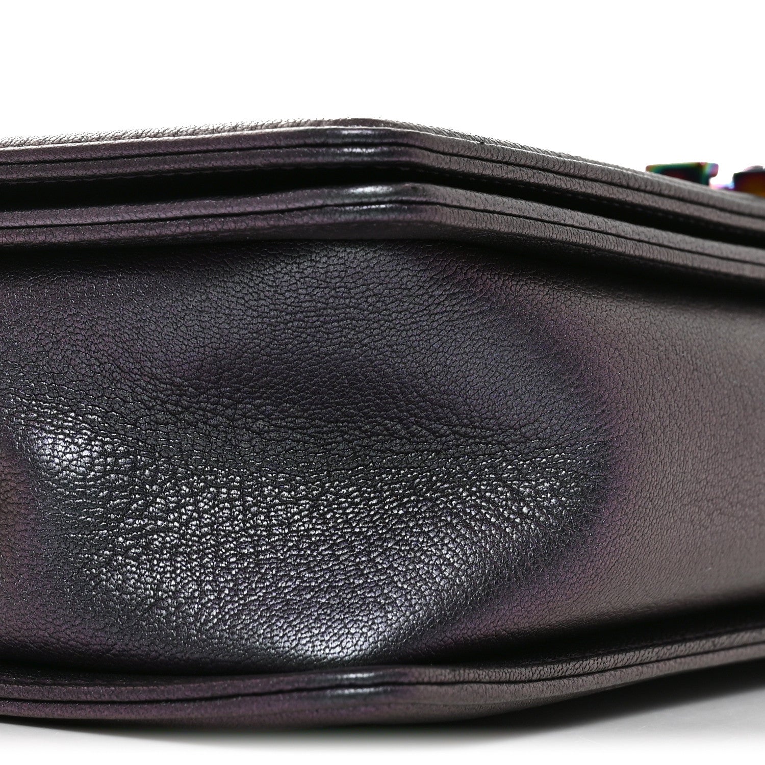 Chanel Iridescent Goatskin Quilted New Medium Boy Flap Purple 9 of 10