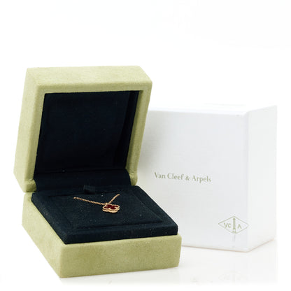 Van Cleef & Arpels 18K Rose Gold Carnelian Sweet Alhambra Pendant Necklace 6 of 6