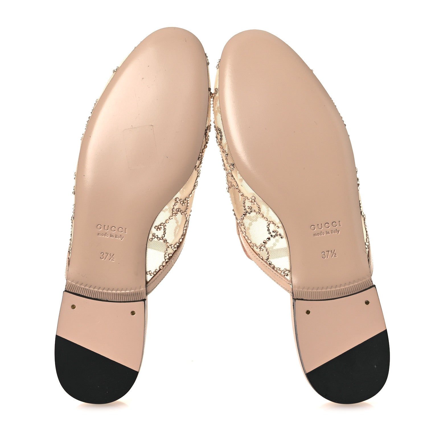 Gucci Patent Mesh Crystal GG Monogram Womens Princetown Slippers 37.5 Ivory 7 of 11