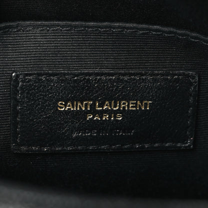 Saint Laurent Grain De Poudre Matelasse Chevron Quilted Round Vinyle Camera Bag Black 6 of 10