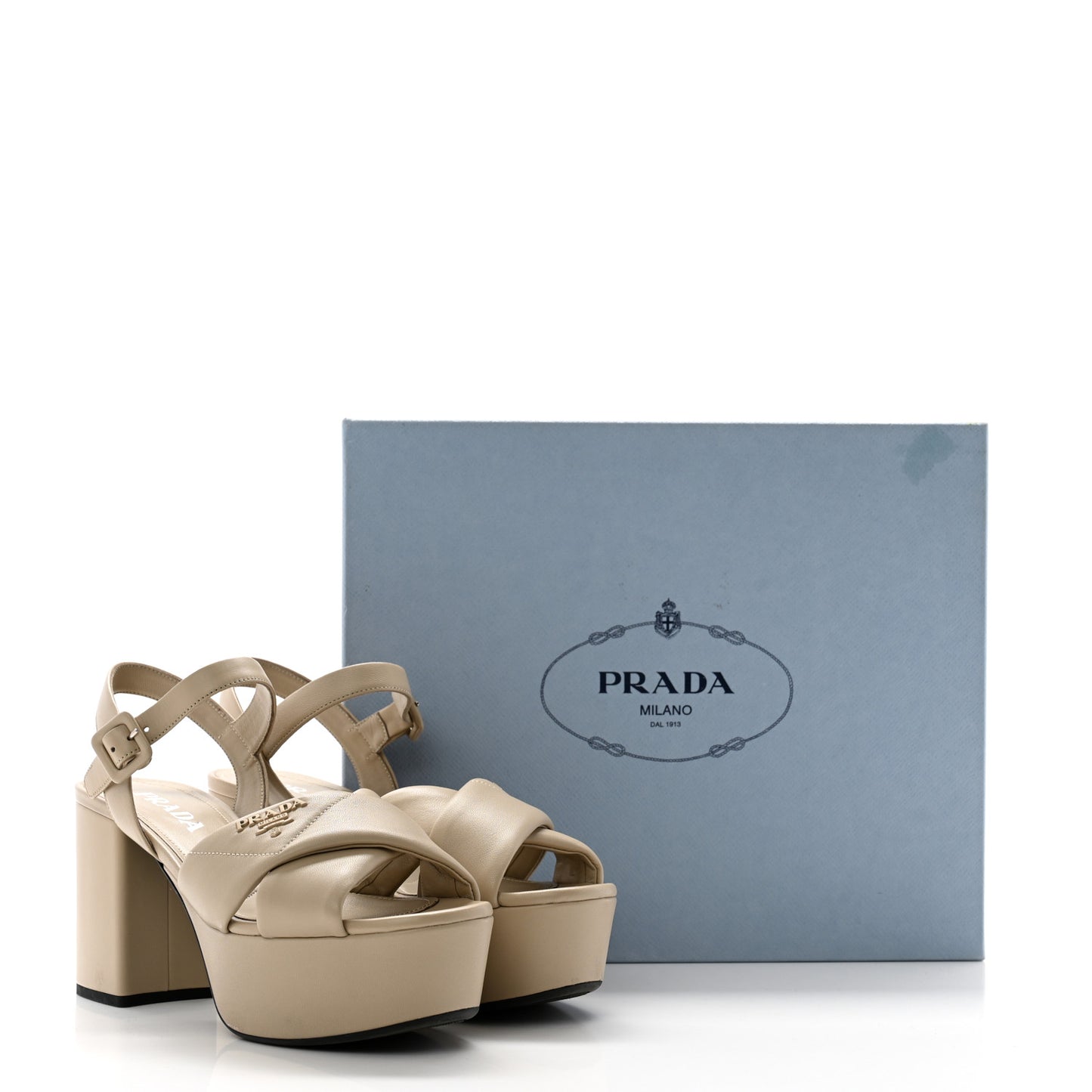 Nappa Logo Quilted Crisscross Platform 20/65mm Sandals 37 Deserto