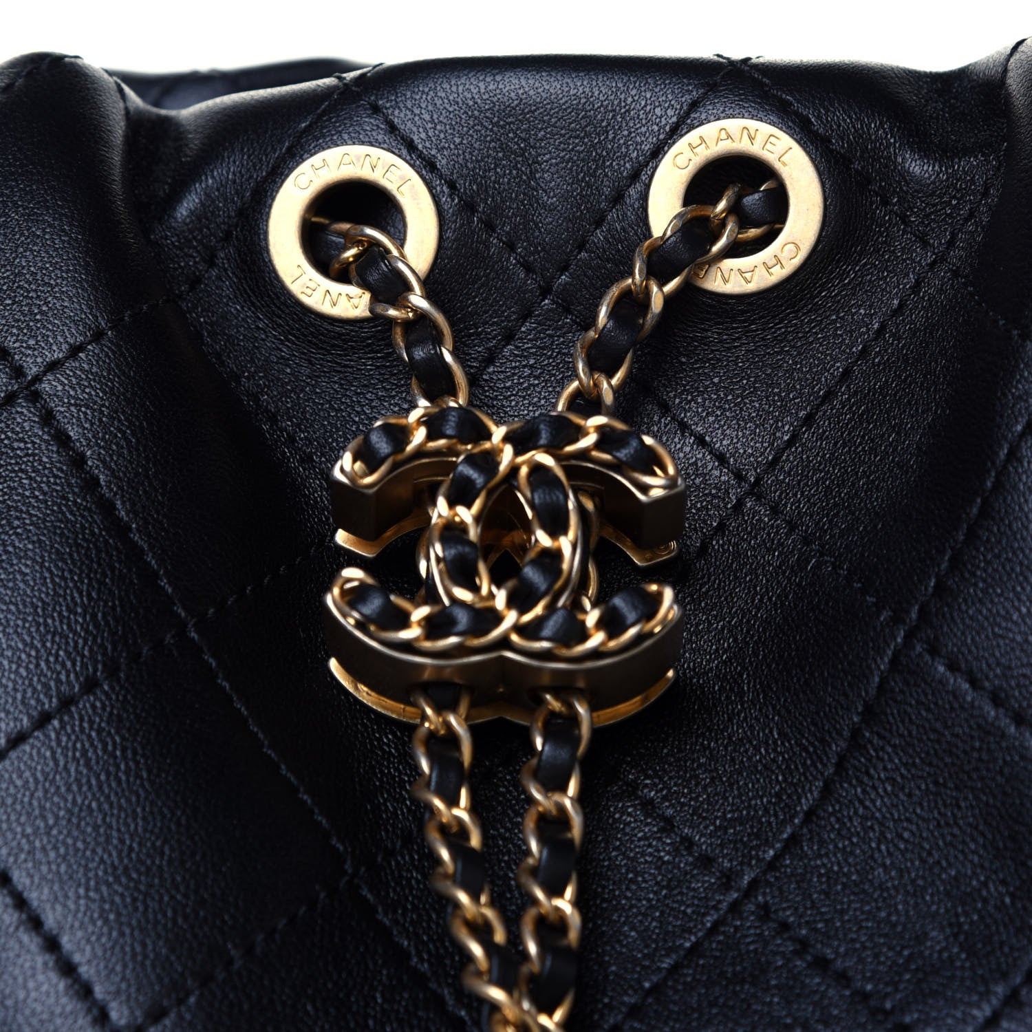 Chanel Lambskin Stitched Large Drawstring Bag Black 8 of 12