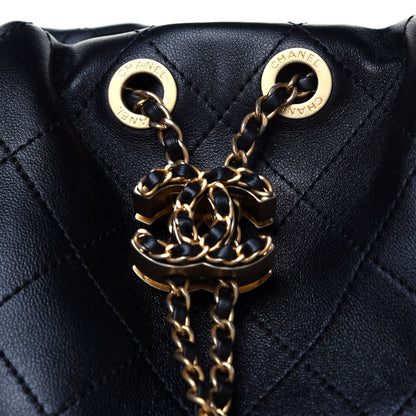 Chanel Lambskin Stitched Large Drawstring Bag Black 8 of 12