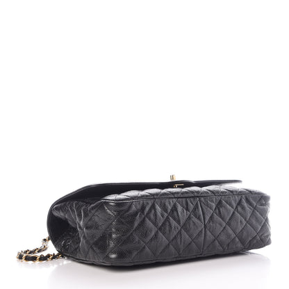 Chanel Crumpled Grained Calfskin Quilted Large Two Tone Flap Bag Black 5 of 8