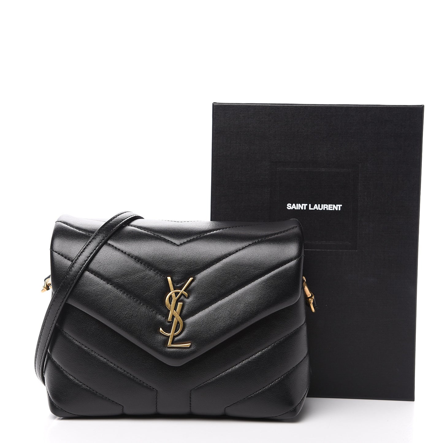 Calfskin Y Quilted Monogram Toy Loulou Crossbody Bag Black