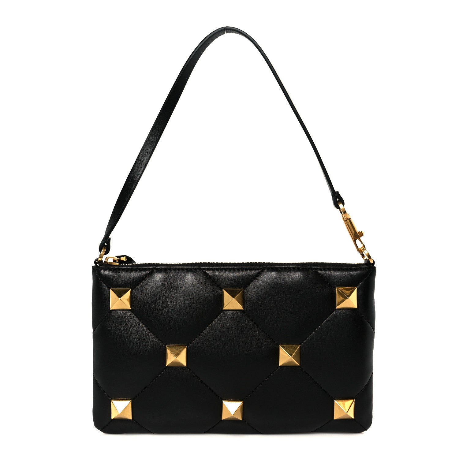 Valentino Garavani Nappa Quilted Roman Stud Zip Pouch Black 1 of 10