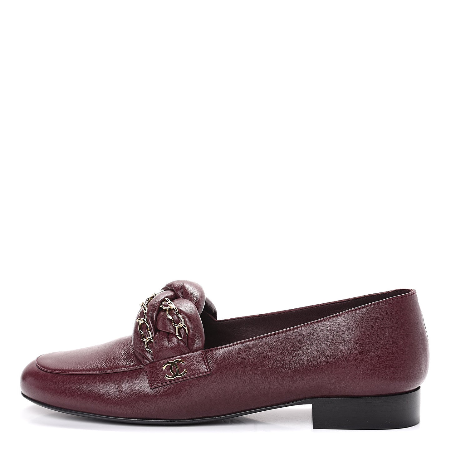 Lambskin CC Braided Chain Loafers 38 Bordeaux