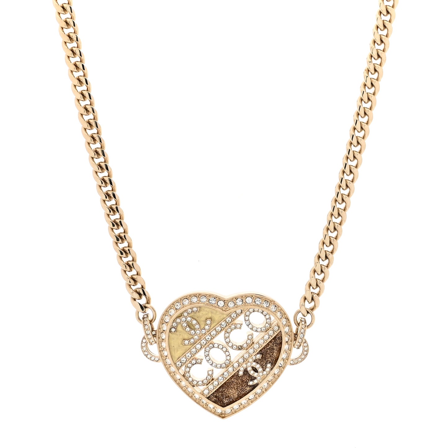 Crystal Crystal CC Coco Heart Necklace Gold