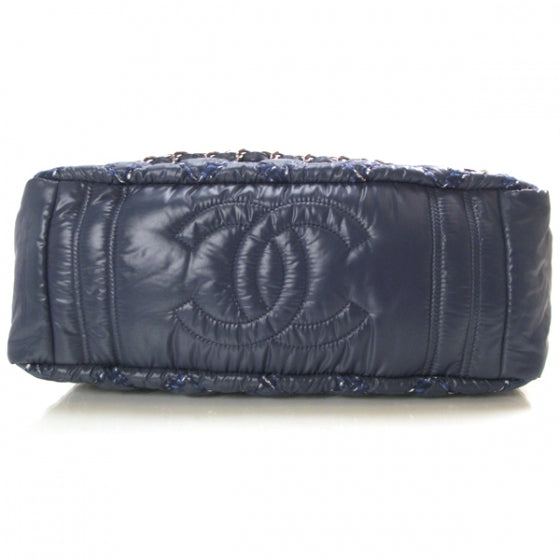 Chanel Nylon Quilted Tweed on Stitch Zip Tote Blue 6 of 13