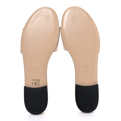 Fendi Vitello Cuoio Baguette Flat Slide Sandals 40 Poudre 7 of 11