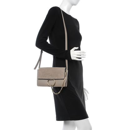 Chloe Suede Calfskin Small Faye Shoulder Bag Motty Grey 2 of 13