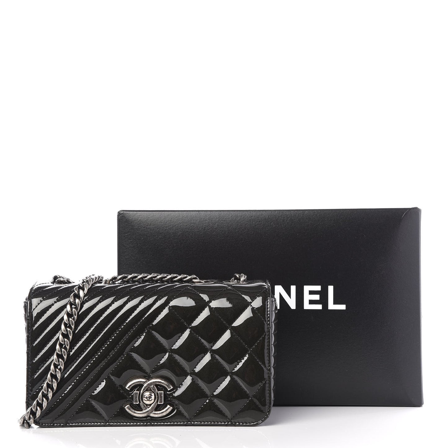 Patent Quilted Small Coco Boy Flap Black