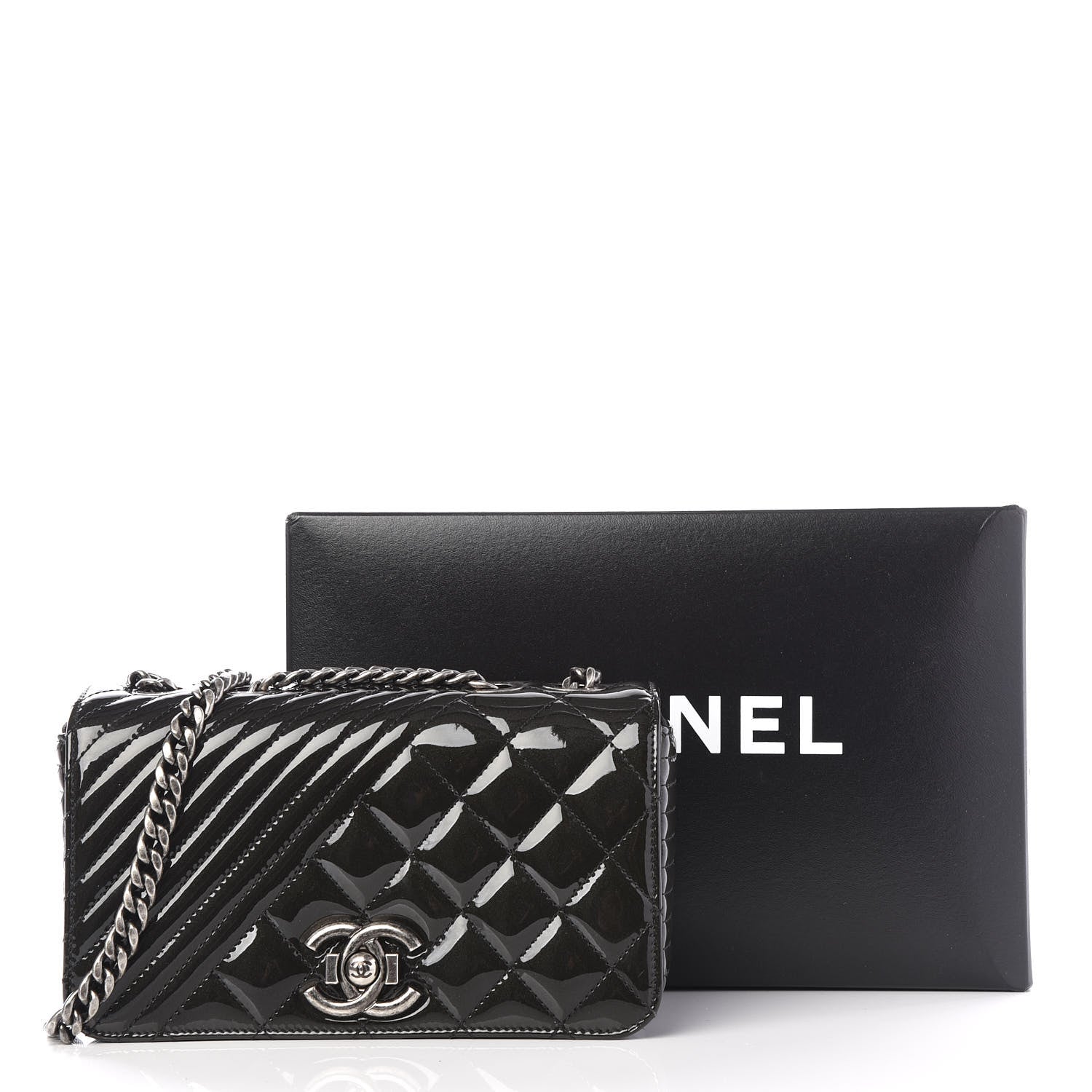 Chanel Patent Quilted Small Coco Boy Flap Black 10 of 10