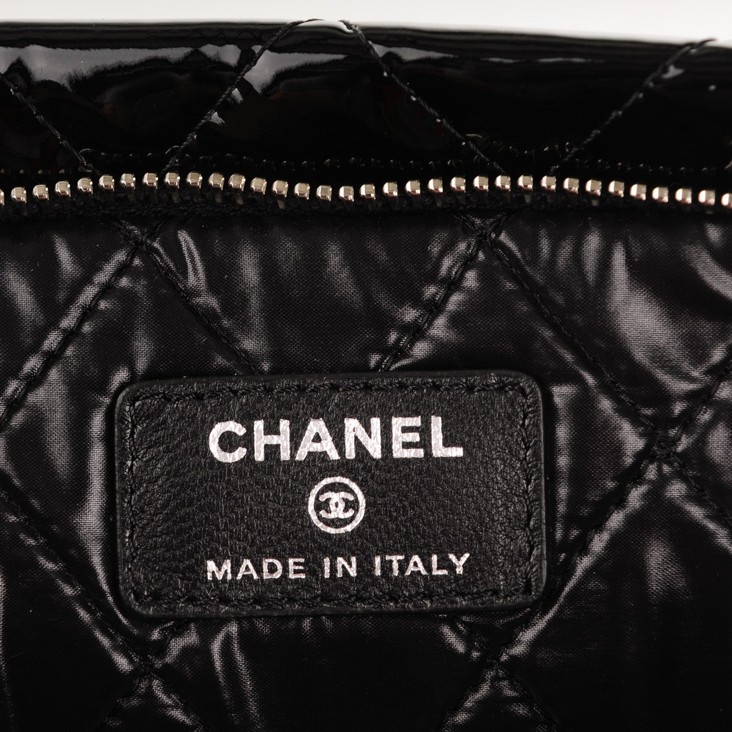 Chanel Patent Calfskin Quilted Beauty CC Clutch Black 6 of 7