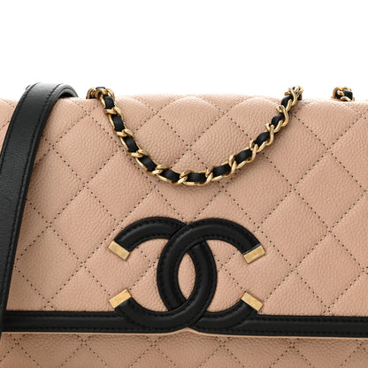 Chanel Caviar Quilted Small CC Filigree Flap Beige Black 8 of 10