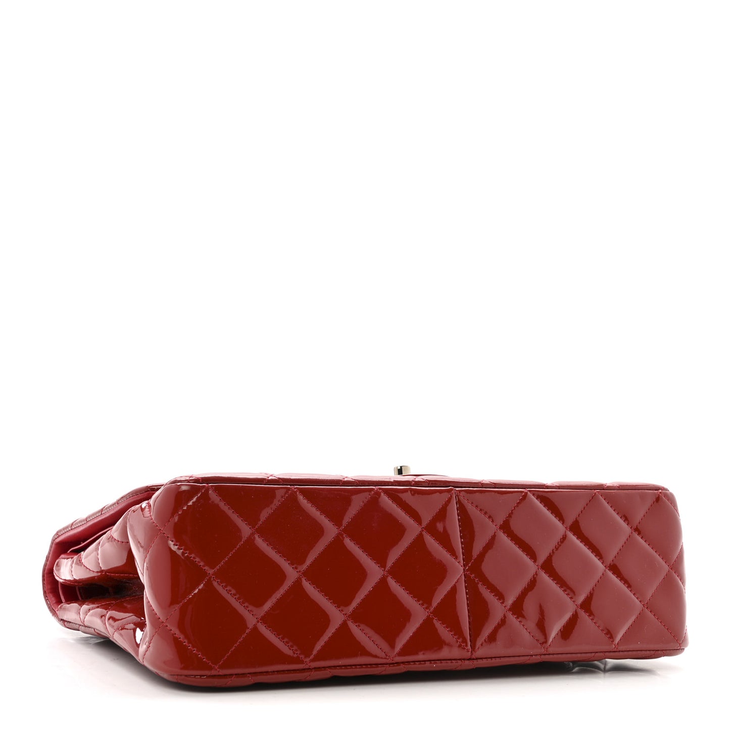 Patent Quilted Jumbo Double Flap Dark Red