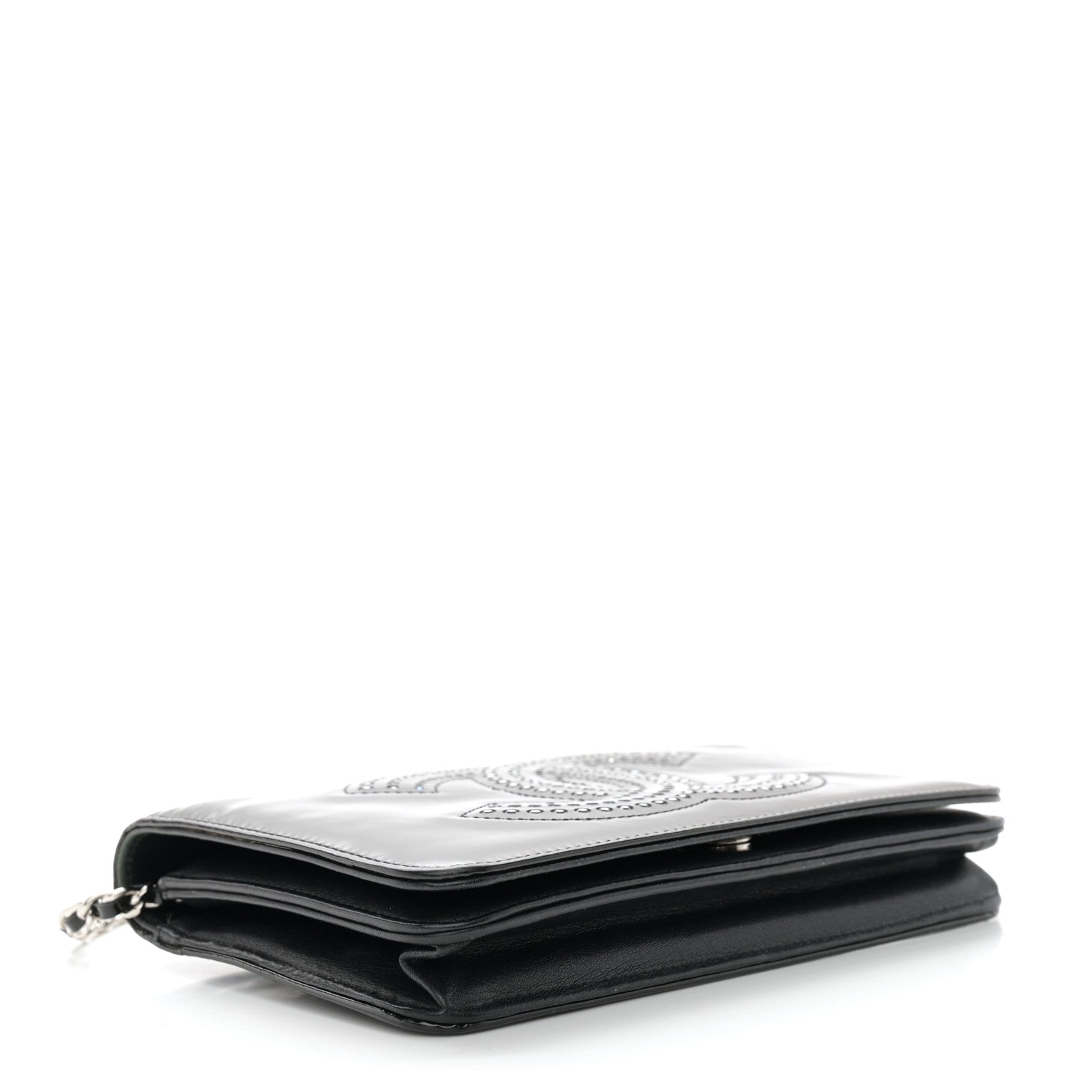 Chanel Patent Strass Wallet On Chain WOC Black 4 of 11
