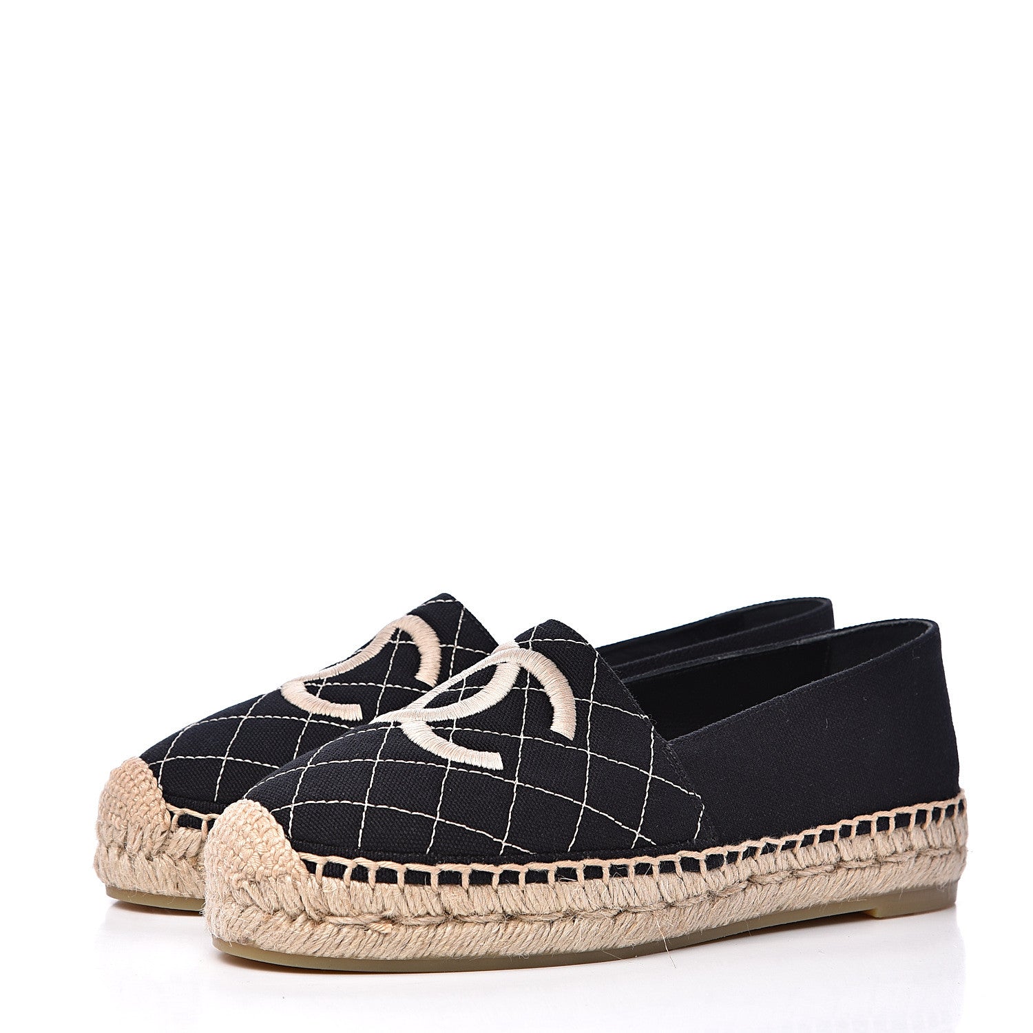 Chanel Canvas CC Espadrilles 35 Black 3 of 9