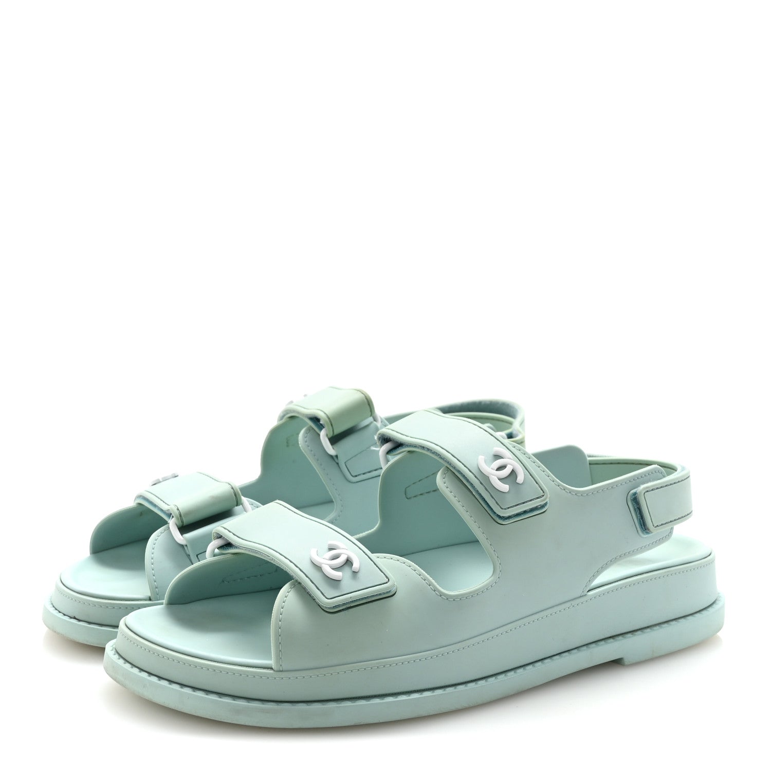 Chanel Rubber CC Dad Sandals 39 Light Blue 4 of 9