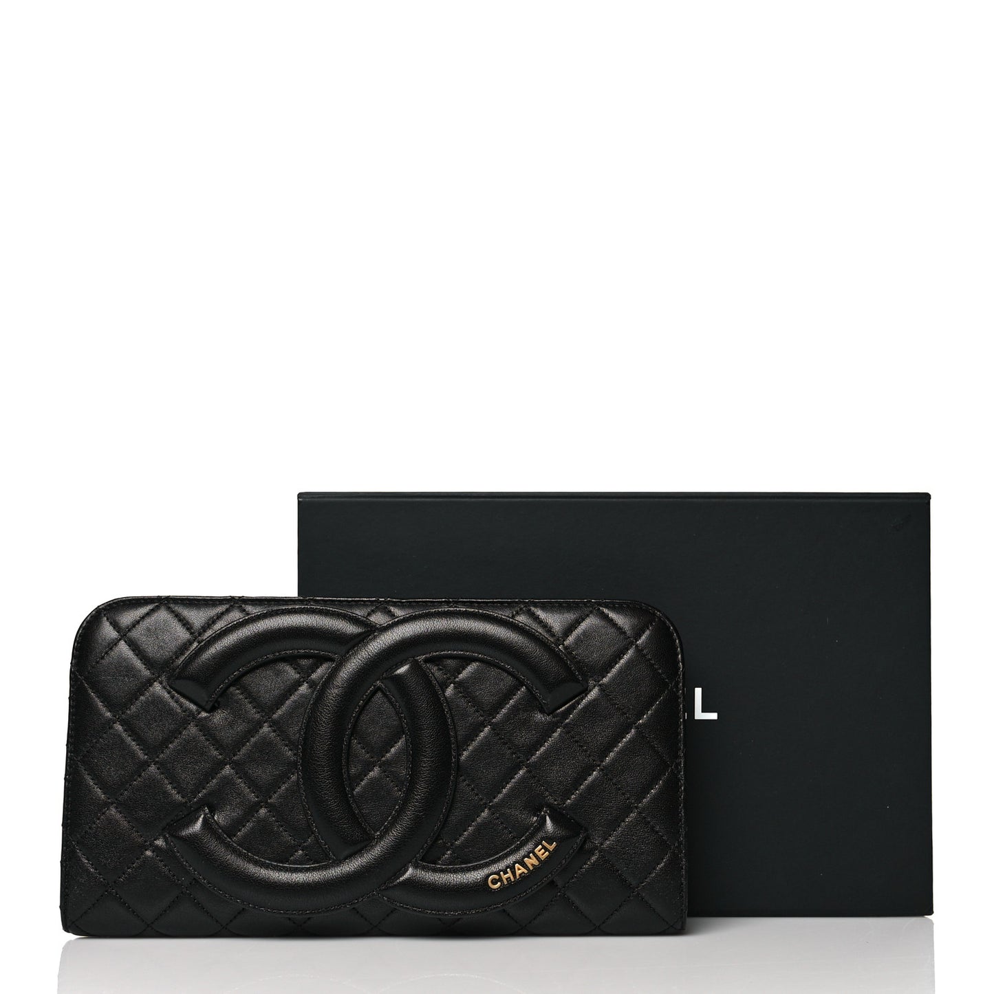 Lambskin Quilted Coco Midnight Clutch Black