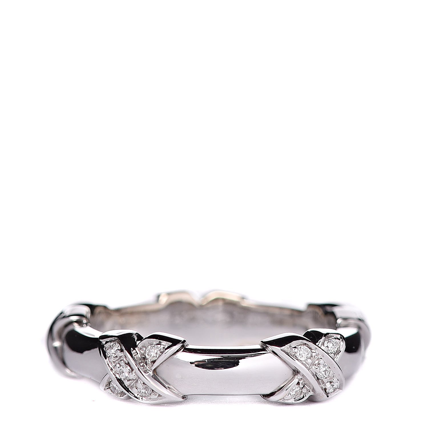 Tiffany 18K White Gold Diamond Signature X Ring 51 5.75 1 of 4