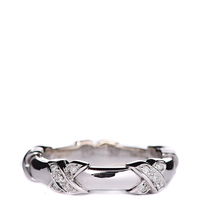 Tiffany 18K White Gold Diamond Signature X Ring 51 5.75 1 of 4