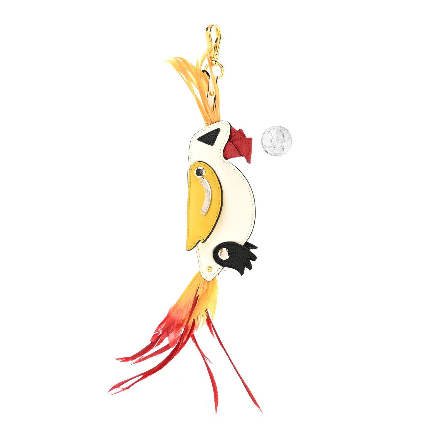 Prada Saffiano Calfskin Parrot Trick Keychain White 2 of 4