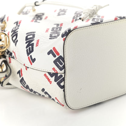 Fendi X FILA Vitello F is Fendi Mania Mini Mon Tresor Bucket Bag White 8 of 9