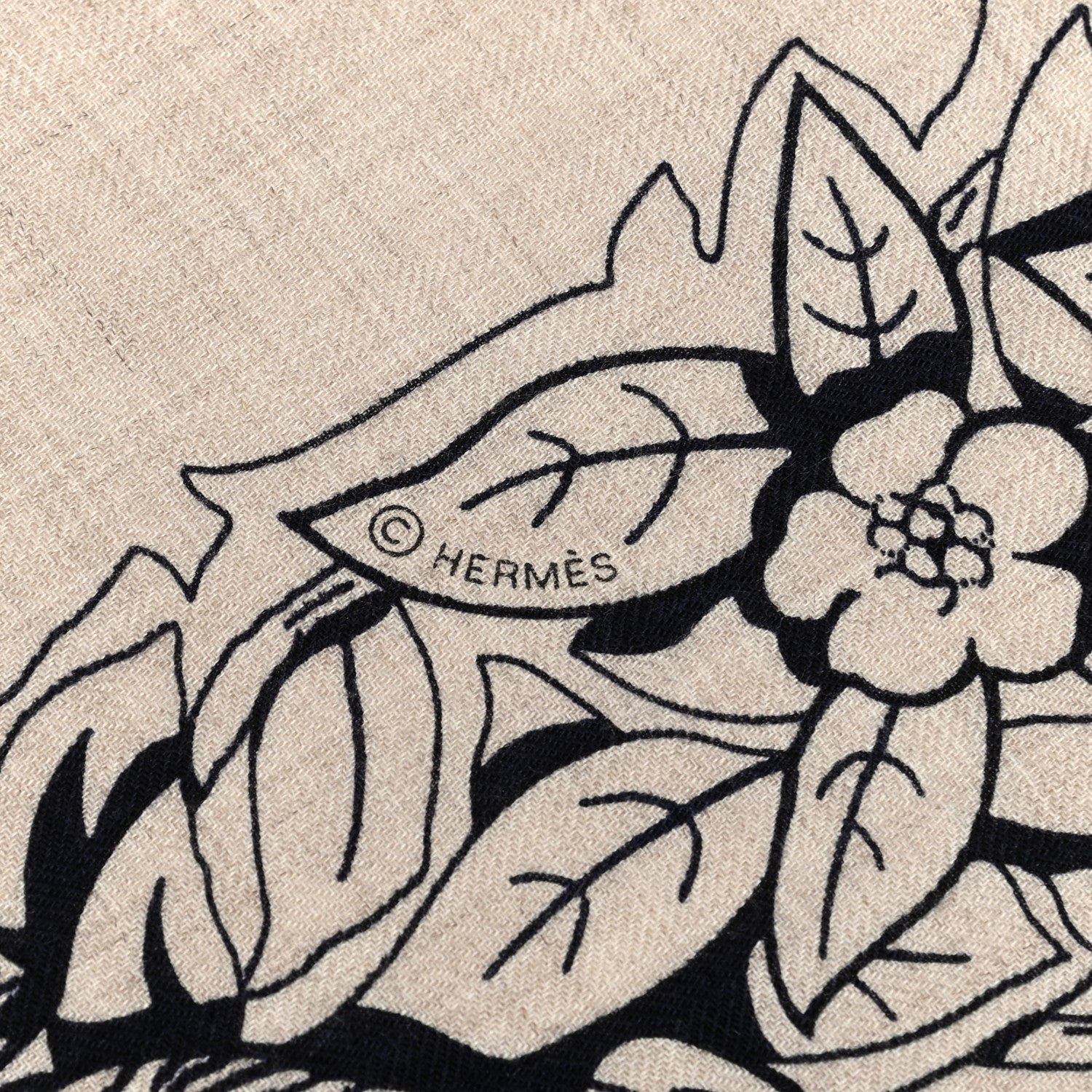 Hermes Cashmere Silk Jungle Love Tattoo Shawl 140 Natural Bleu Black 3 of 7