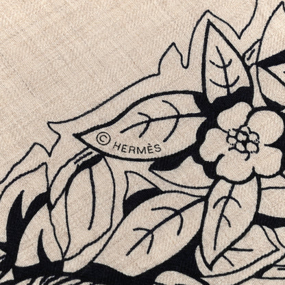 Hermes Cashmere Silk Jungle Love Tattoo Shawl 140 Natural Bleu Black 3 of 7