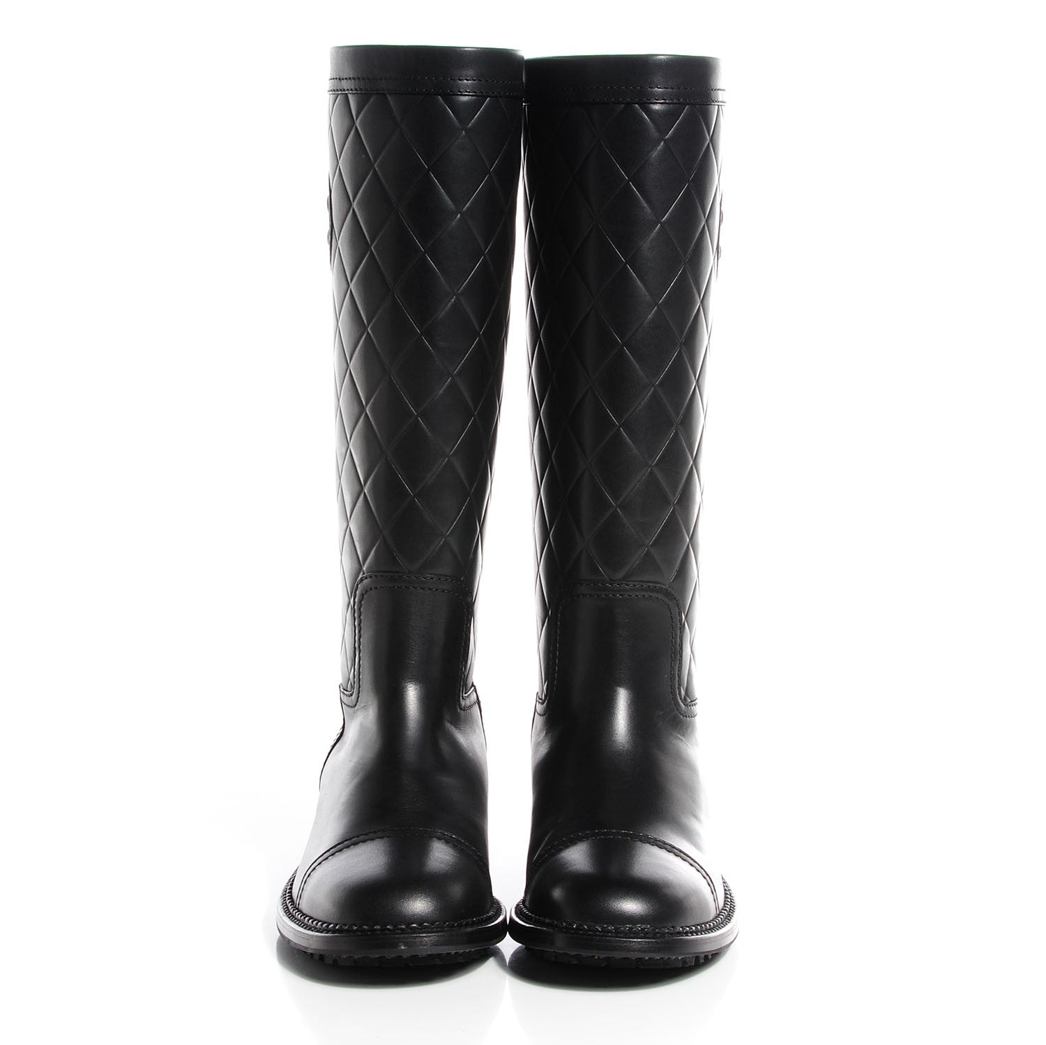 Chanel Calfskin Quilted Riding Boots Black 37.5 2 of 5
