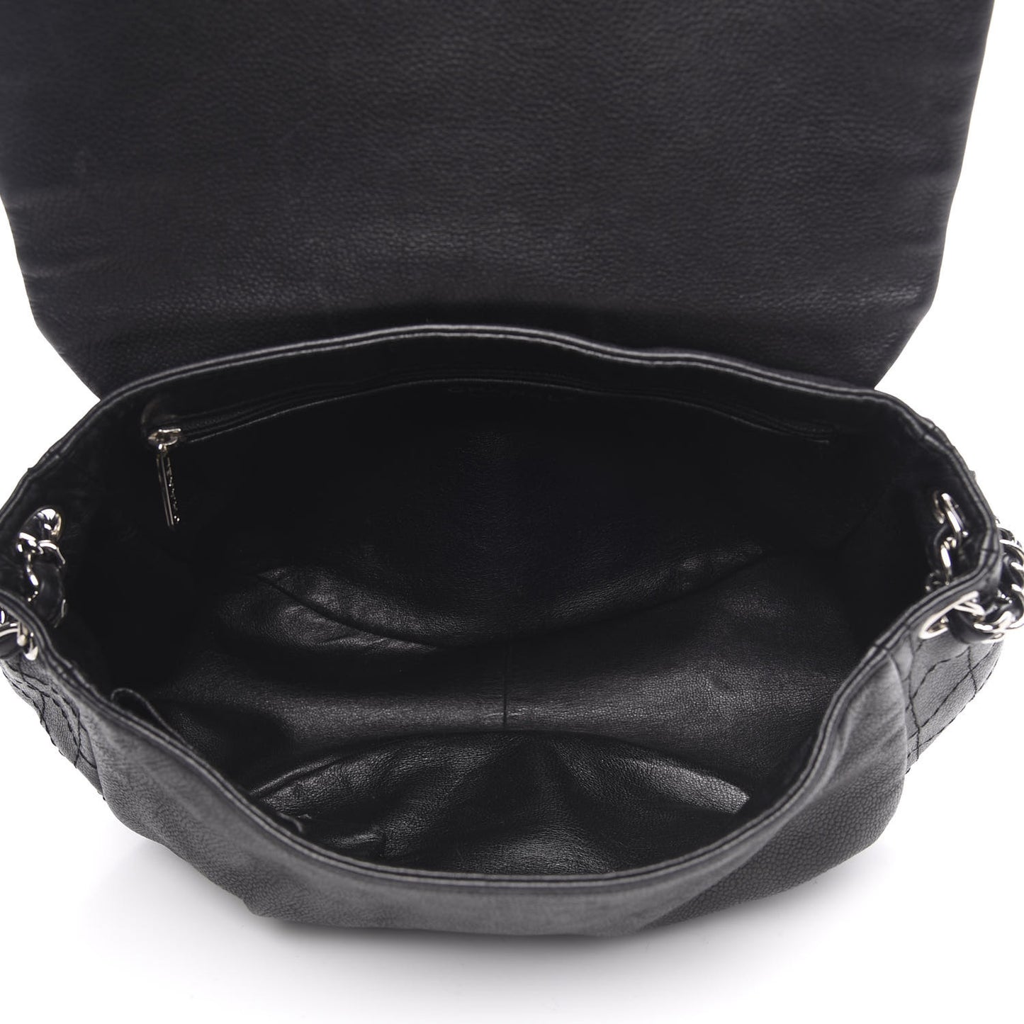 Caviar Half Moon Large Flap Black