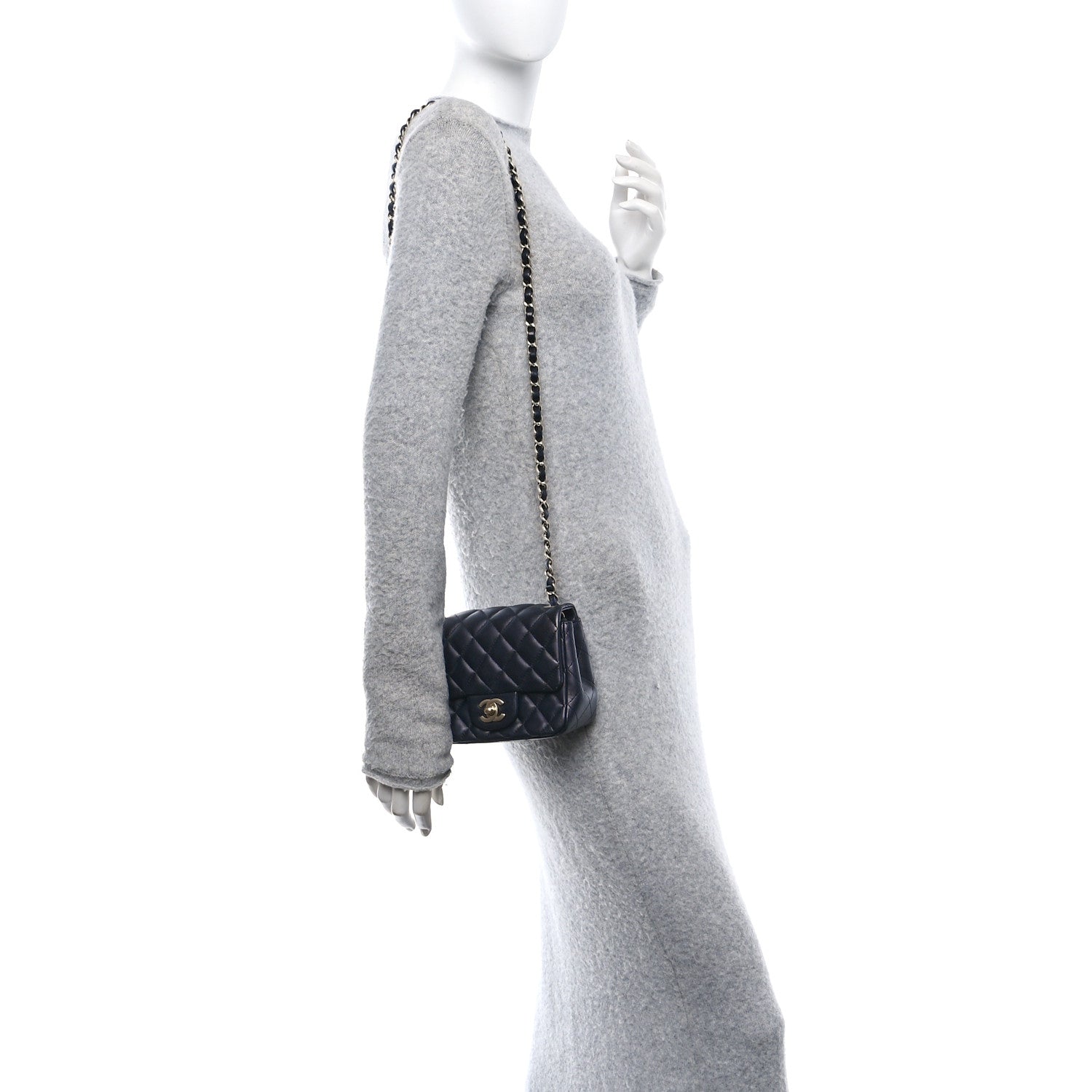 Chanel Lambskin Quilted Mini Square Flap Navy 2 of 11