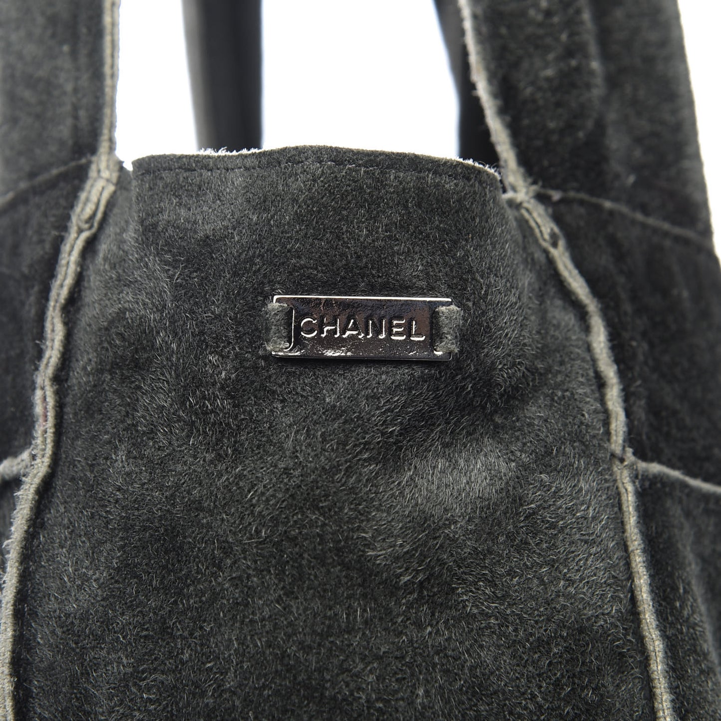 Suede Patchwork Shoulder Bag Charcoal Grey