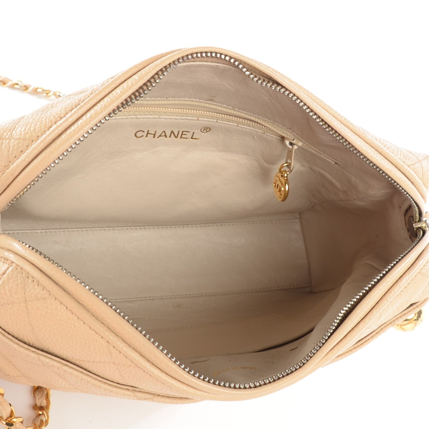 Caviar Quilted Shoulder Bag Beige