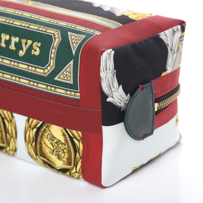 Burberry Canvas Vintage Check Printed Silk Washbag Dark Forest Green Burgundy 10 of 10