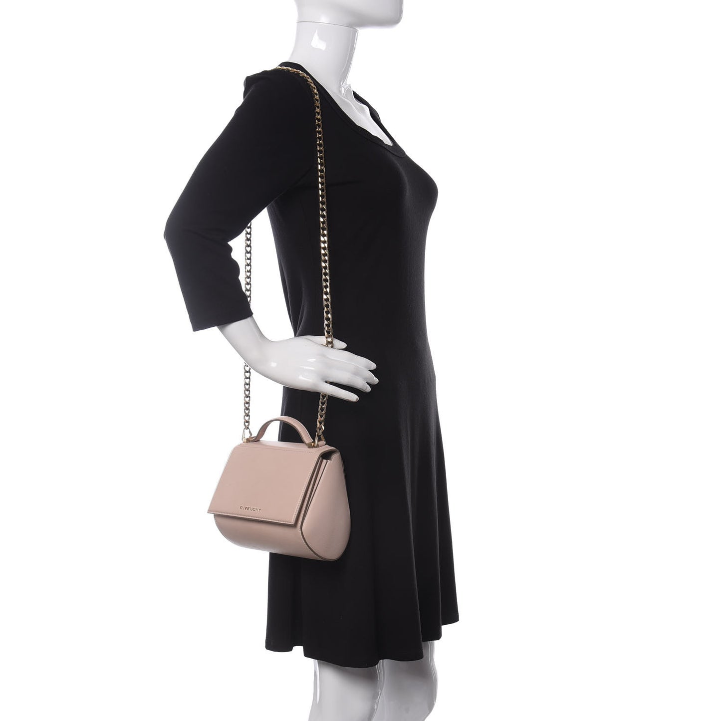 Textured Calfskin Mini Pandora Box Chain Crossbody Bag Powder Pink