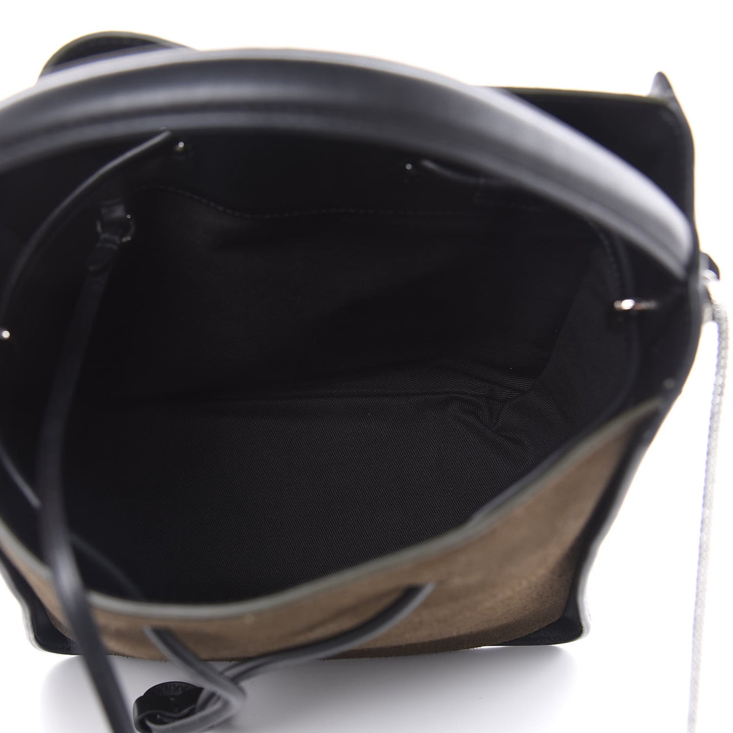3.1 Smooth Calfskin Suede Bi-Color Small Soleil Bucket Drawstring Dark Moss Black