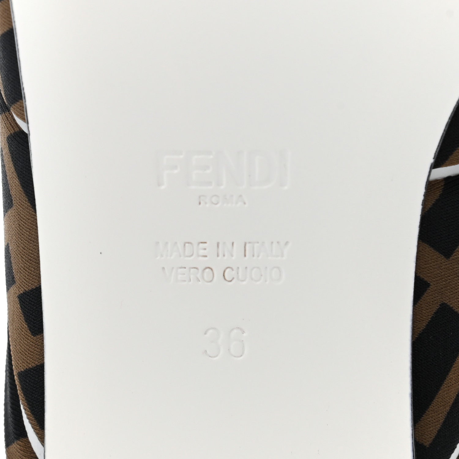 Fendi Lycra Film FF FFreedom Flat Mules 36 Tobacco Moro White 7 of 7