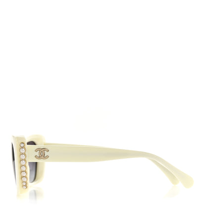 Chanel Acetate Pearl Cat Eye CC Sunglasses 5481-H White 3 of 8