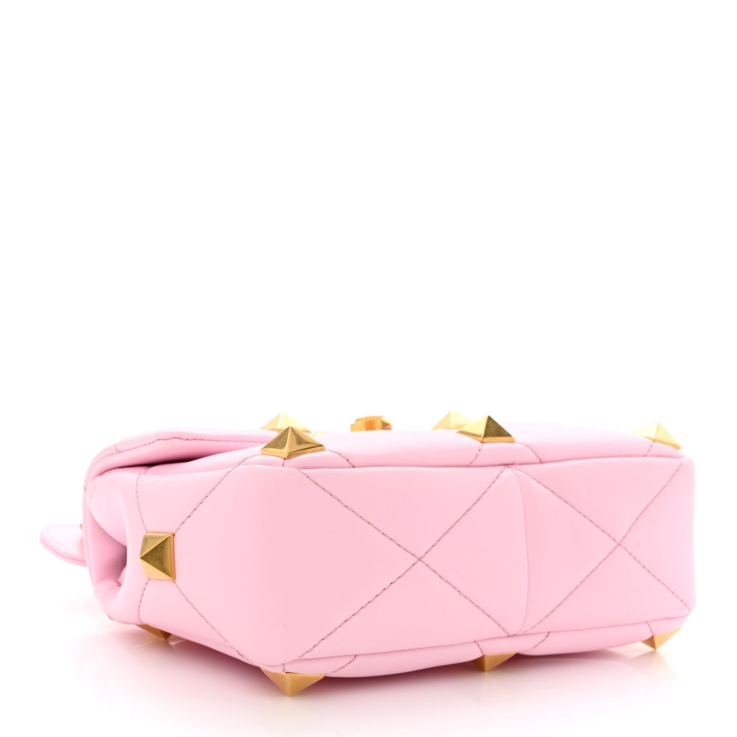 Nappa Medium Roman Stud Shoulder Bag Pink Borealis