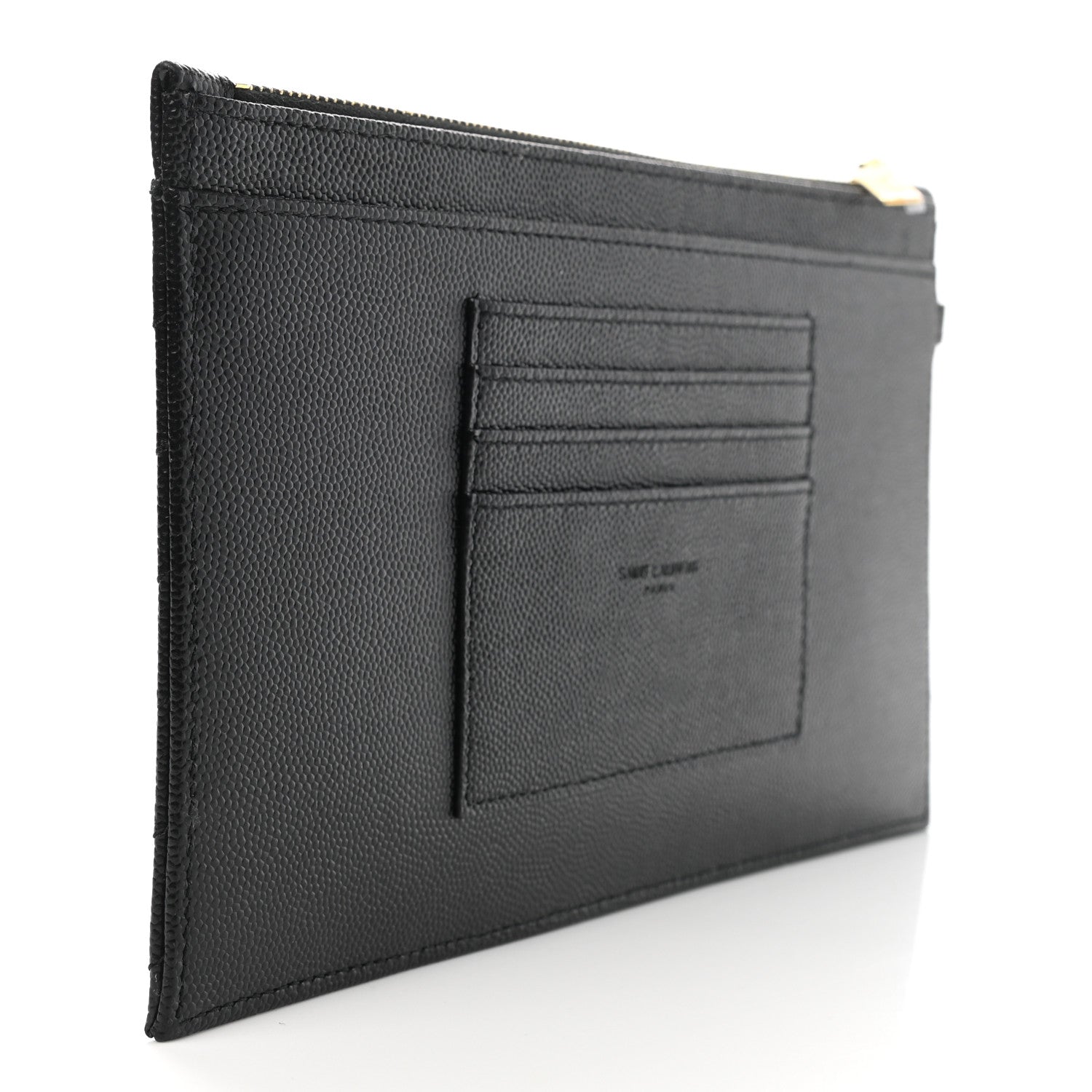 Saint Laurent Grain De Poudre Chevron Monogram Large Bill Pouch Black 3 of 8