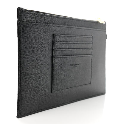 Saint Laurent Grain De Poudre Chevron Monogram Large Bill Pouch Black 3 of 8