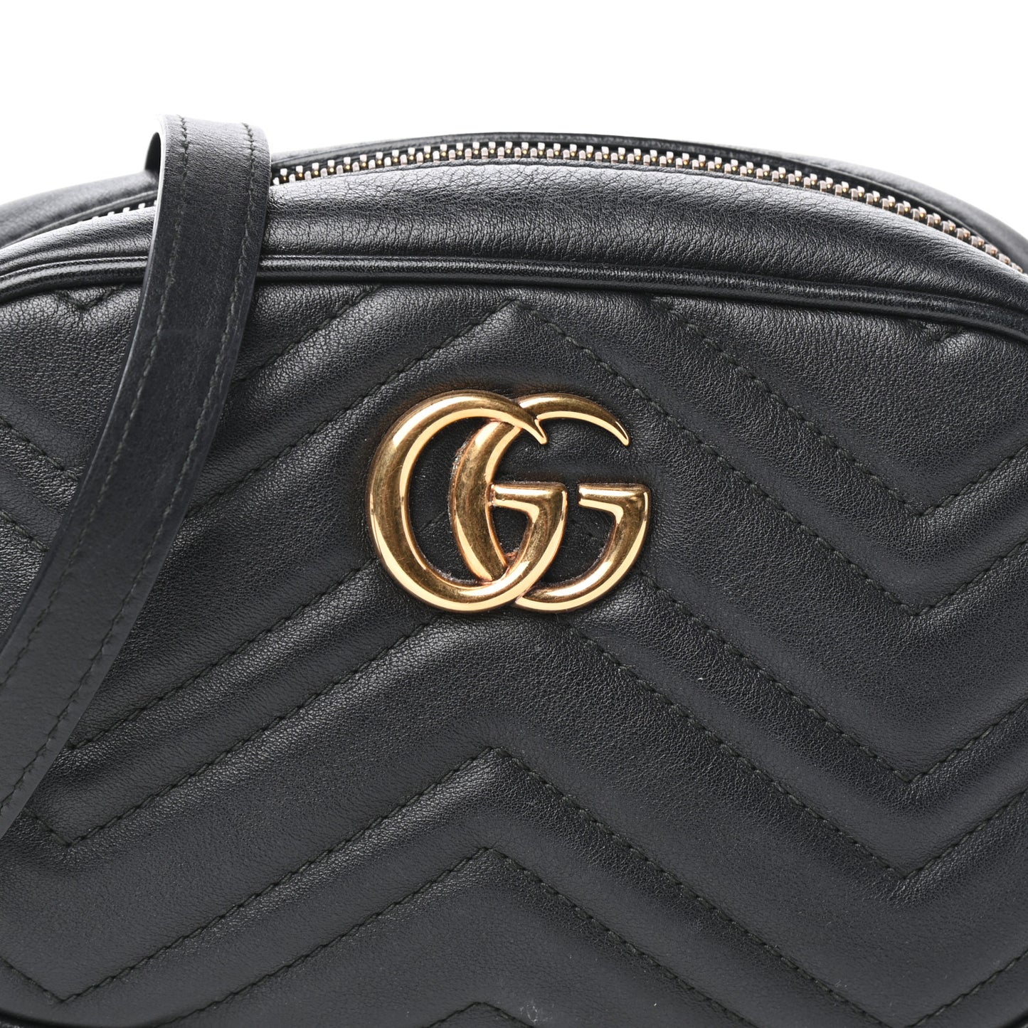 Calfskin Matelasse Mini GG Marmont Chain Shoulder Bag Black