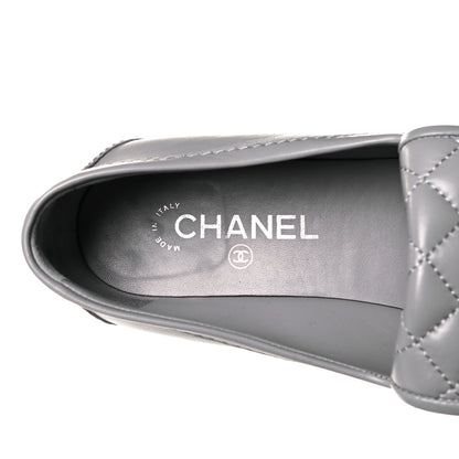Chanel Lambskin Quilted CC Turnlock Loafers 42 Grey 7 of 12